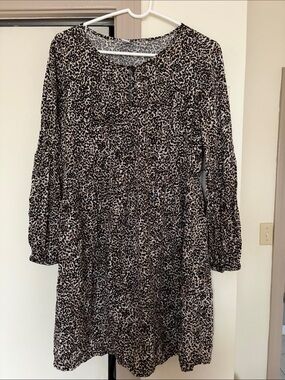 Old navy Leopard Print Long Sleeve Dress - Black & Tan